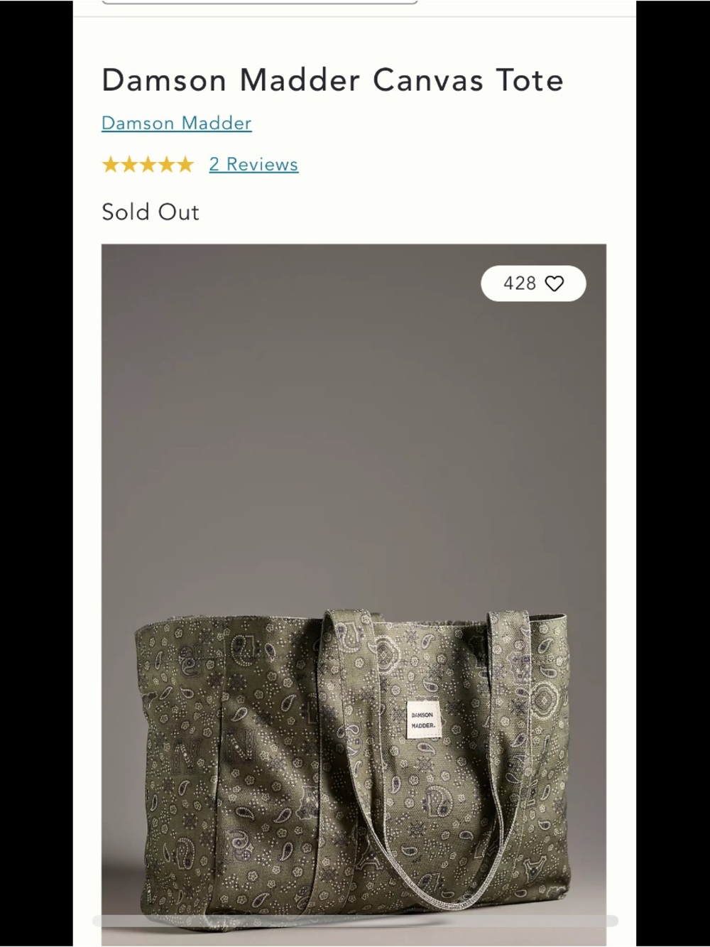 Damson Madder Olive Bandana Canvas Tote